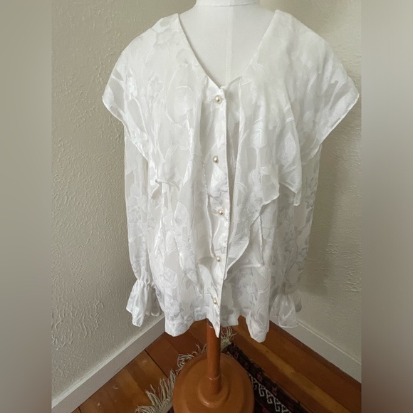 Vintage Floral Sheer Blouse with Collar - Picture 3 of 6